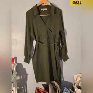 Olive Green Wrap Dress